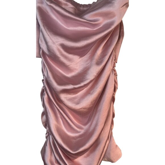 2/$30 NWT Princess Polly Pink Size 0 Ruched Satin Bow Mini Dress - Picture 9 of 16